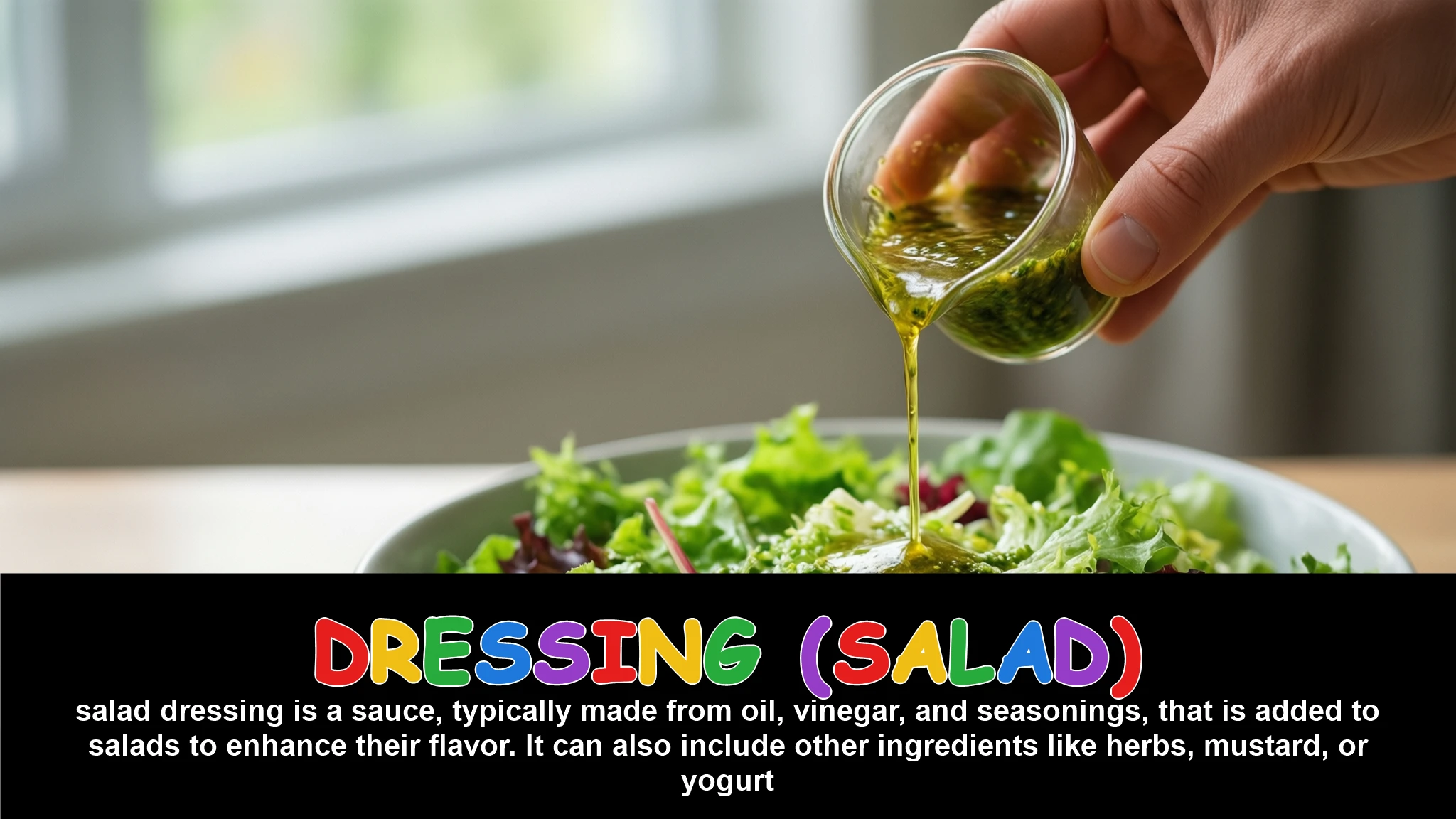 English Illustration for dressing (salad)